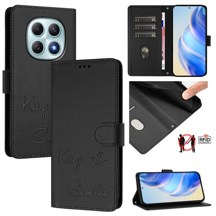 Funda de cuero para teléfono con RFID y estampado de sonrisas, For Redmi A7 Pro 171mm / Poco C85x 5G, For Redmi 15a 5G, For Redmi Turbo 5 Max / Poco X8 Pro Max, For Redmi Turbo 5 5G Global / Poco X8 Pro 5G, For Redmi Note 15 Pro+ 5G Global 163.3mm     ...