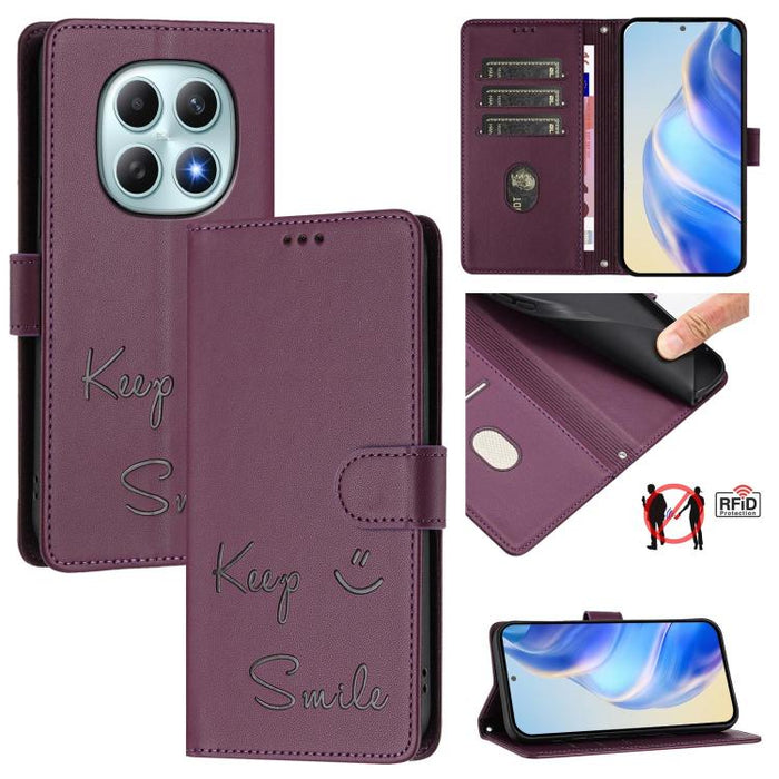 Funda de cuero para teléfono con RFID y estampado de sonrisas, For Redmi A7 Pro 171mm / Poco C85x 5G, For Redmi 15a 5G, For Redmi Turbo 5 Max / Poco X8 Pro Max, For Redmi Turbo 5 5G Global / Poco X8 Pro 5G, For Redmi Note 15 Pro+ 5G Global 163.3mm     ...