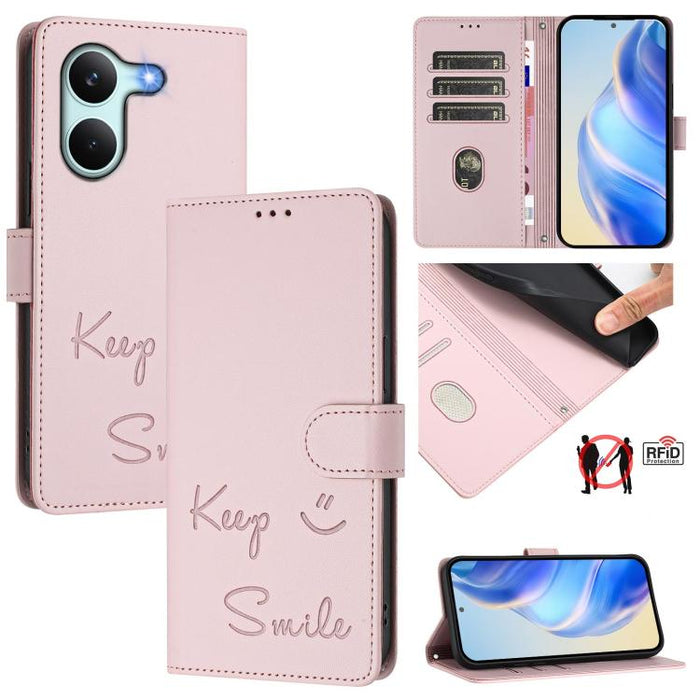 Funda de cuero para teléfono con RFID y estampado de sonrisas, For Redmi A7 Pro 171mm / Poco C85x 5G, For Redmi 15a 5G, For Redmi Turbo 5 Max / Poco X8 Pro Max, For Redmi Turbo 5 5G Global / Poco X8 Pro 5G, For Redmi Note 15 Pro+ 5G Global 163.3mm     ...