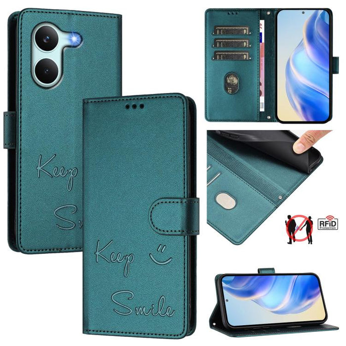 Funda de cuero para teléfono con RFID y estampado de sonrisas, For Redmi A7 Pro 171mm / Poco C85x 5G, For Redmi 15a 5G, For Redmi Turbo 5 Max / Poco X8 Pro Max, For Redmi Turbo 5 5G Global / Poco X8 Pro 5G, For Redmi Note 15 Pro+ 5G Global 163.3mm     ...