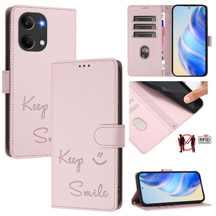 Funda de cuero para teléfono con RFID y estampado de sonrisas, For Redmi A7 Pro 171mm / Poco C85x 5G, For Redmi 15a 5G, For Redmi Turbo 5 Max / Poco X8 Pro Max, For Redmi Turbo 5 5G Global / Poco X8 Pro 5G, For Redmi Note 15 Pro+ 5G Global 163.3mm     ...
