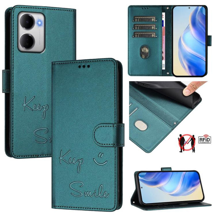 Funda de cuero para teléfono con RFID y estampado de sonrisas, For Redmi A7 Pro 171mm / Poco C85x 5G, For Redmi 15a 5G, For Redmi Turbo 5 Max / Poco X8 Pro Max, For Redmi Turbo 5 5G Global / Poco X8 Pro 5G, For Redmi Note 15 Pro+ 5G Global 163.3mm     ...