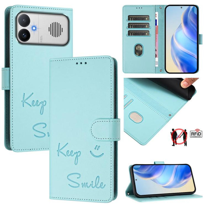 Funda de cuero para teléfono con RFID y estampado de sonrisas, For Redmi A7 Pro 171mm / Poco C85x 5G, For Redmi 15a 5G, For Redmi Turbo 5 Max / Poco X8 Pro Max, For Redmi Turbo 5 5G Global / Poco X8 Pro 5G, For Redmi Note 15 Pro+ 5G Global 163.3mm     ...