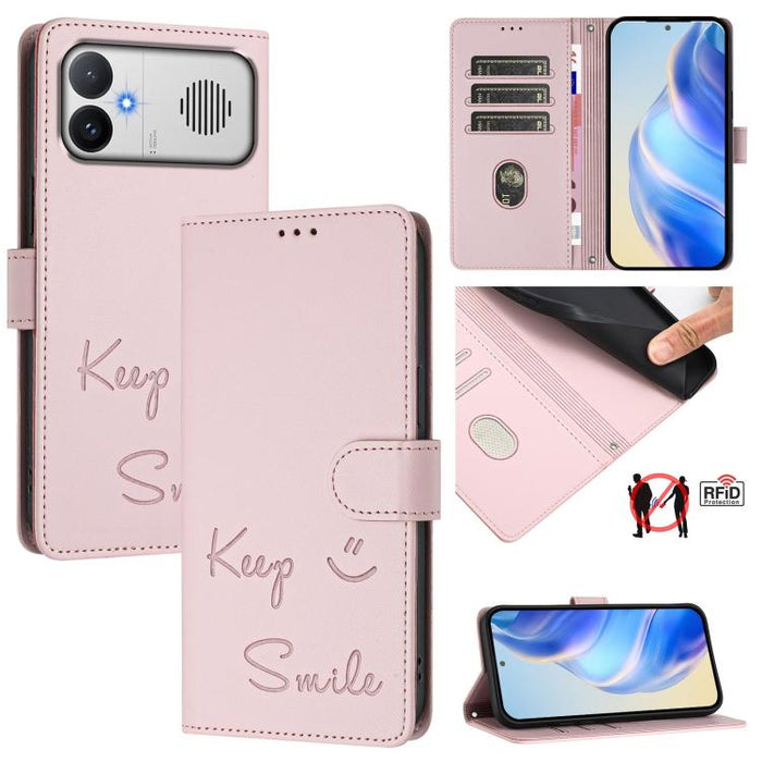 Funda de cuero para teléfono con RFID y estampado de sonrisas, For Redmi A7 Pro 171mm / Poco C85x 5G, For Redmi 15a 5G, For Redmi Turbo 5 Max / Poco X8 Pro Max, For Redmi Turbo 5 5G Global / Poco X8 Pro 5G, For Redmi Note 15 Pro+ 5G Global 163.3mm     ...