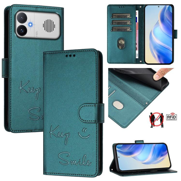 Funda de cuero para teléfono con RFID y estampado de sonrisas, For Redmi A7 Pro 171mm / Poco C85x 5G, For Redmi 15a 5G, For Redmi Turbo 5 Max / Poco X8 Pro Max, For Redmi Turbo 5 5G Global / Poco X8 Pro 5G, For Redmi Note 15 Pro+ 5G Global 163.3mm     ...