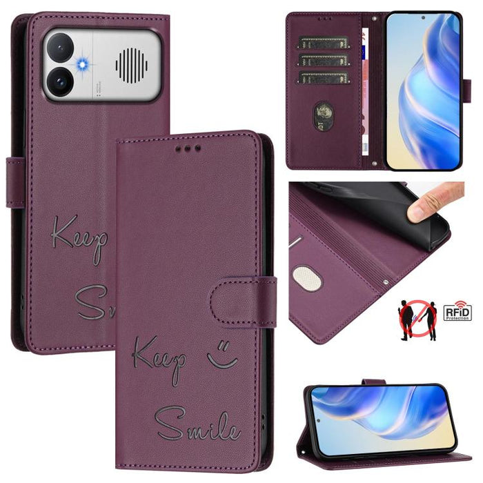 Funda de cuero para teléfono con RFID y estampado de sonrisas, For Redmi A7 Pro 171mm / Poco C85x 5G, For Redmi 15a 5G, For Redmi Turbo 5 Max / Poco X8 Pro Max, For Redmi Turbo 5 5G Global / Poco X8 Pro 5G, For Redmi Note 15 Pro+ 5G Global 163.3mm     ...