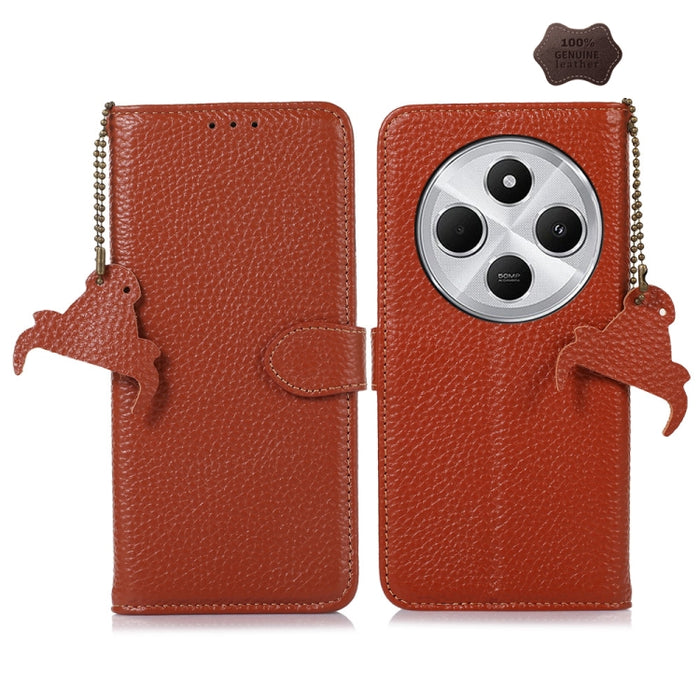 Funda para teléfono de cuero genuino con textura de lichi y RFID, For Redmi A7 Pro 171mm/Poco C85x 5G, For Redmi Turbo 5 Max / Poco X8 Pro Max, For Redmi Turbo 5 5G / Poco X8 Pro 5G, For Redmi Note 15 5G Global 164mm, For Redmi K90 Pro Max/Poco F8 Ultr...