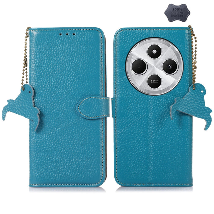 Funda para teléfono de cuero genuino con textura de lichi y RFID, For Redmi A7 Pro 171mm/Poco C85x 5G, For Redmi Turbo 5 Max / Poco X8 Pro Max, For Redmi Turbo 5 5G / Poco X8 Pro 5G, For Redmi Note 15 5G Global 164mm, For Redmi K90 Pro Max/Poco F8 Ultr...