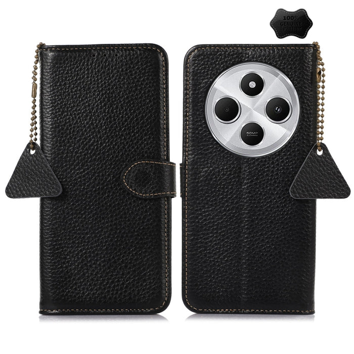 Funda para teléfono de cuero genuino con textura de lichi y RFID, For Redmi A7 Pro 171mm/Poco C85x 5G, For Redmi Turbo 5 Max / Poco X8 Pro Max, For Redmi Turbo 5 5G / Poco X8 Pro 5G, For Redmi Note 15 5G Global 164mm, For Redmi K90 Pro Max/Poco F8 Ultr...