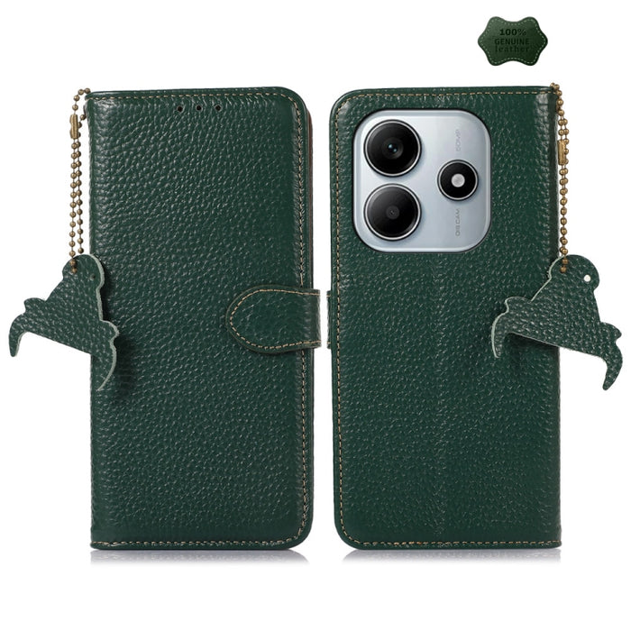 Funda para teléfono de cuero genuino con textura de lichi y RFID, For Redmi A7 Pro 171mm/Poco C85x 5G, For Redmi Turbo 5 Max / Poco X8 Pro Max, For Redmi Turbo 5 5G / Poco X8 Pro 5G, For Redmi Note 15 5G Global 164mm, For Redmi K90 Pro Max/Poco F8 Ultr...