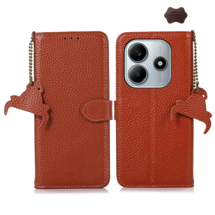 Funda para teléfono de cuero genuino con textura de lichi y RFID, For Redmi A7 Pro 171mm/Poco C85x 5G, For Redmi Turbo 5 Max / Poco X8 Pro Max, For Redmi Turbo 5 5G / Poco X8 Pro 5G, For Redmi Note 15 5G Global 164mm, For Redmi K90 Pro Max/Poco F8 Ultr...