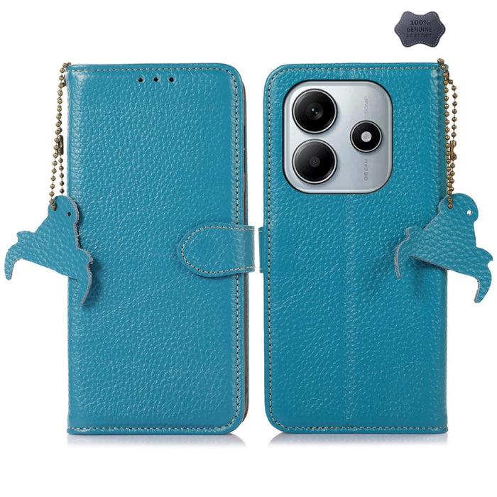 Funda para teléfono de cuero genuino con textura de lichi y RFID, For Redmi A7 Pro 171mm/Poco C85x 5G, For Redmi Turbo 5 Max / Poco X8 Pro Max, For Redmi Turbo 5 5G / Poco X8 Pro 5G, For Redmi Note 15 5G Global 164mm, For Redmi K90 Pro Max/Poco F8 Ultr...