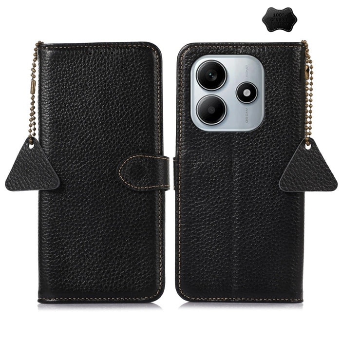 Funda para teléfono de cuero genuino con textura de lichi y RFID, For Redmi A7 Pro 171mm/Poco C85x 5G, For Redmi Turbo 5 Max / Poco X8 Pro Max, For Redmi Turbo 5 5G / Poco X8 Pro 5G, For Redmi Note 15 5G Global 164mm, For Redmi K90 Pro Max/Poco F8 Ultr...