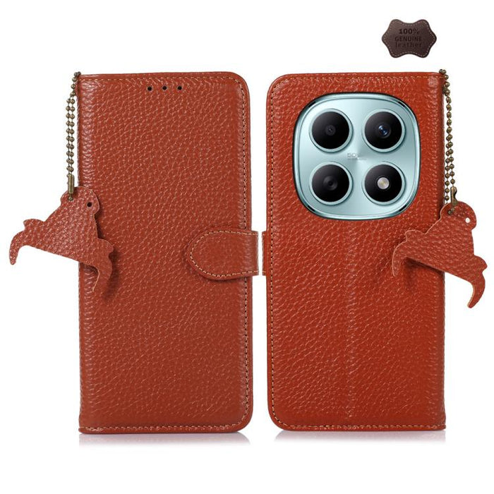 Funda para teléfono de cuero genuino con textura de lichi y RFID, For Redmi A7 Pro 171mm/Poco C85x 5G, For Redmi Turbo 5 Max / Poco X8 Pro Max, For Redmi Turbo 5 5G / Poco X8 Pro 5G, For Redmi Note 15 5G Global 164mm, For Redmi K90 Pro Max/Poco F8 Ultr...