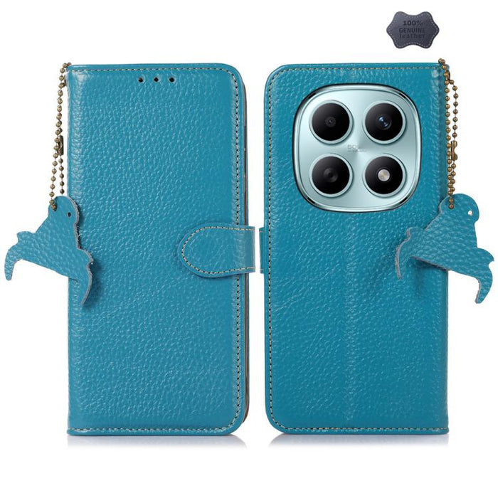 Funda para teléfono de cuero genuino con textura de lichi y RFID, For Redmi A7 Pro 171mm/Poco C85x 5G, For Redmi Turbo 5 Max / Poco X8 Pro Max, For Redmi Turbo 5 5G / Poco X8 Pro 5G, For Redmi Note 15 5G Global 164mm, For Redmi K90 Pro Max/Poco F8 Ultr...