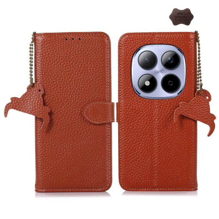 Funda para teléfono de cuero genuino con textura de lichi y RFID, For Redmi A7 Pro 171mm/Poco C85x 5G, For Redmi Turbo 5 Max / Poco X8 Pro Max, For Redmi Turbo 5 5G / Poco X8 Pro 5G, For Redmi Note 15 5G Global 164mm, For Redmi K90 Pro Max/Poco F8 Ultr...