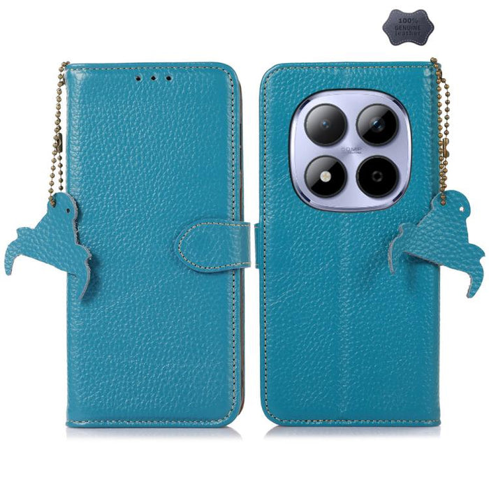Funda para teléfono de cuero genuino con textura de lichi y RFID, For Redmi A7 Pro 171mm/Poco C85x 5G, For Redmi Turbo 5 Max / Poco X8 Pro Max, For Redmi Turbo 5 5G / Poco X8 Pro 5G, For Redmi Note 15 5G Global 164mm, For Redmi K90 Pro Max/Poco F8 Ultr...