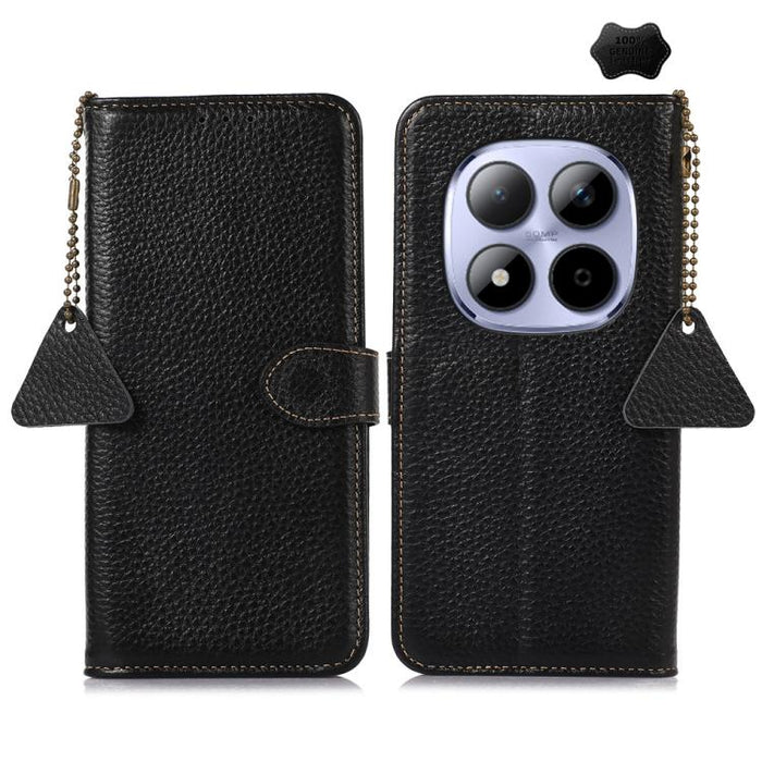 Funda para teléfono de cuero genuino con textura de lichi y RFID, For Redmi A7 Pro 171mm/Poco C85x 5G, For Redmi Turbo 5 Max / Poco X8 Pro Max, For Redmi Turbo 5 5G / Poco X8 Pro 5G, For Redmi Note 15 5G Global 164mm, For Redmi K90 Pro Max/Poco F8 Ultr...