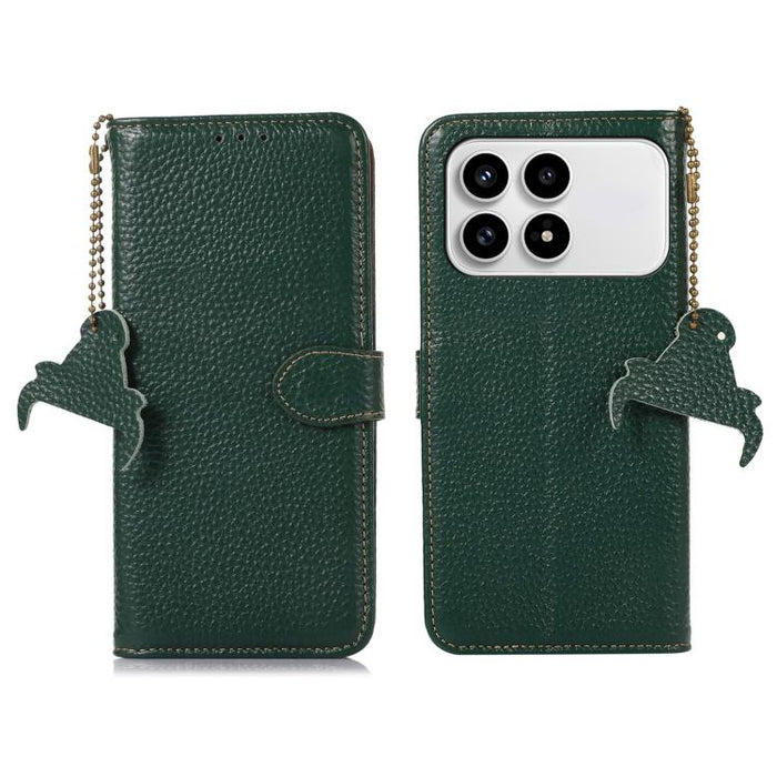 Funda para teléfono de cuero genuino con textura de lichi y RFID, For Redmi A7 Pro 171mm/Poco C85x 5G, For Redmi Turbo 5 Max / Poco X8 Pro Max, For Redmi Turbo 5 5G / Poco X8 Pro 5G, For Redmi Note 15 5G Global 164mm, For Redmi K90 Pro Max/Poco F8 Ultr...