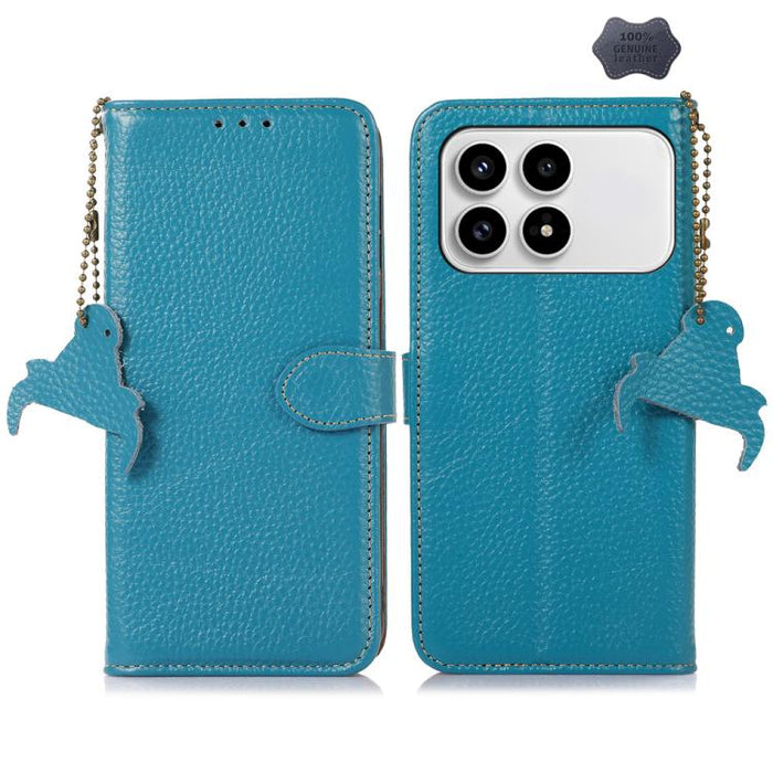 Funda para teléfono de cuero genuino con textura de lichi y RFID, For Redmi A7 Pro 171mm/Poco C85x 5G, For Redmi Turbo 5 Max / Poco X8 Pro Max, For Redmi Turbo 5 5G / Poco X8 Pro 5G, For Redmi Note 15 5G Global 164mm, For Redmi K90 Pro Max/Poco F8 Ultr...