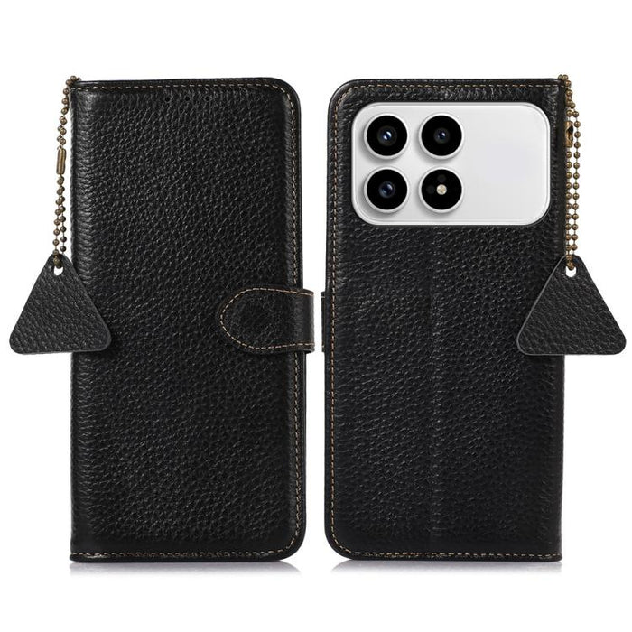 Funda para teléfono de cuero genuino con textura de lichi y RFID, For Redmi A7 Pro 171mm/Poco C85x 5G, For Redmi Turbo 5 Max / Poco X8 Pro Max, For Redmi Turbo 5 5G / Poco X8 Pro 5G, For Redmi Note 15 5G Global 164mm, For Redmi K90 Pro Max/Poco F8 Ultr...
