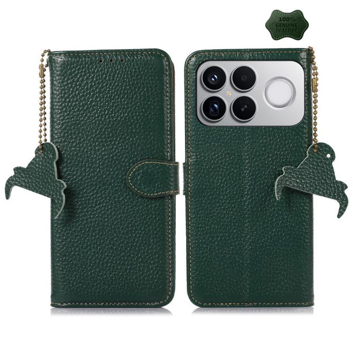 Funda para teléfono de cuero genuino con textura de lichi y RFID, For Redmi A7 Pro 171mm/Poco C85x 5G, For Redmi Turbo 5 Max / Poco X8 Pro Max, For Redmi Turbo 5 5G / Poco X8 Pro 5G, For Redmi Note 15 5G Global 164mm, For Redmi K90 Pro Max/Poco F8 Ultr...