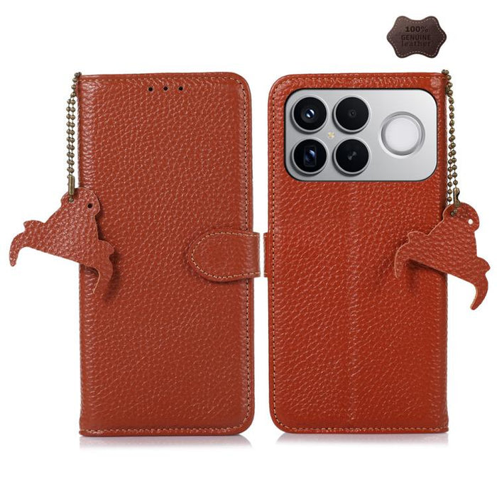 Funda para teléfono de cuero genuino con textura de lichi y RFID, For Redmi A7 Pro 171mm/Poco C85x 5G, For Redmi Turbo 5 Max / Poco X8 Pro Max, For Redmi Turbo 5 5G / Poco X8 Pro 5G, For Redmi Note 15 5G Global 164mm, For Redmi K90 Pro Max/Poco F8 Ultr...