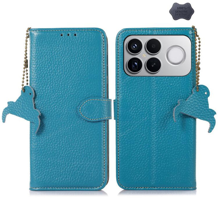 Funda para teléfono de cuero genuino con textura de lichi y RFID, For Redmi A7 Pro 171mm/Poco C85x 5G, For Redmi Turbo 5 Max / Poco X8 Pro Max, For Redmi Turbo 5 5G / Poco X8 Pro 5G, For Redmi Note 15 5G Global 164mm, For Redmi K90 Pro Max/Poco F8 Ultr...