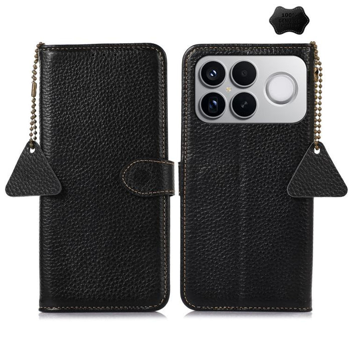 Funda para teléfono de cuero genuino con textura de lichi y RFID, For Redmi A7 Pro 171mm/Poco C85x 5G, For Redmi Turbo 5 Max / Poco X8 Pro Max, For Redmi Turbo 5 5G / Poco X8 Pro 5G, For Redmi Note 15 5G Global 164mm, For Redmi K90 Pro Max/Poco F8 Ultr...