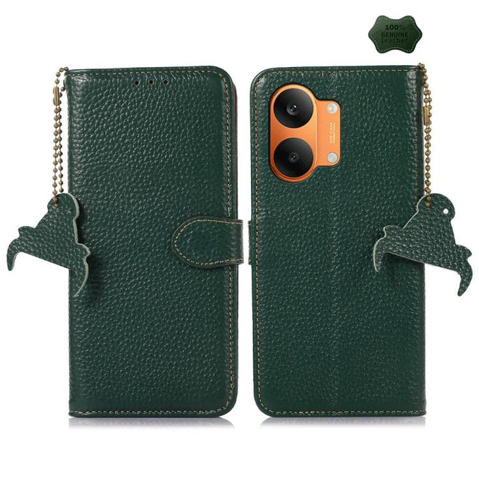 Funda para teléfono de cuero genuino con textura de lichi y RFID, For Redmi A7 Pro 171mm/Poco C85x 5G, For Redmi Turbo 5 Max / Poco X8 Pro Max, For Redmi Turbo 5 5G / Poco X8 Pro 5G, For Redmi Note 15 5G Global 164mm, For Redmi K90 Pro Max/Poco F8 Ultr...