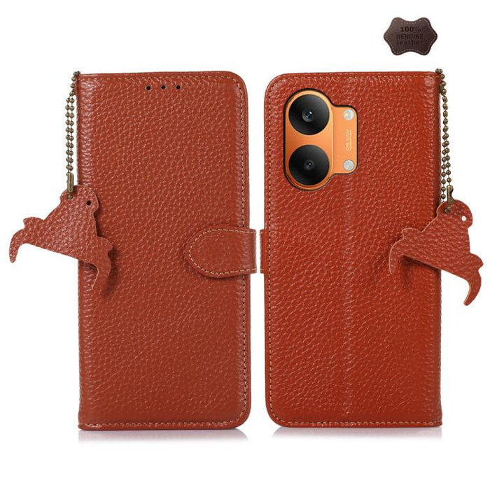 Funda para teléfono de cuero genuino con textura de lichi y RFID, For Redmi A7 Pro 171mm/Poco C85x 5G, For Redmi Turbo 5 Max / Poco X8 Pro Max, For Redmi Turbo 5 5G / Poco X8 Pro 5G, For Redmi Note 15 5G Global 164mm, For Redmi K90 Pro Max/Poco F8 Ultr...