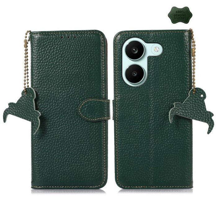 Funda para teléfono de cuero genuino con textura de lichi y RFID, For Redmi A7 Pro 171mm/Poco C85x 5G, For Redmi Turbo 5 Max / Poco X8 Pro Max, For Redmi Turbo 5 5G / Poco X8 Pro 5G, For Redmi Note 15 5G Global 164mm, For Redmi K90 Pro Max/Poco F8 Ultr...