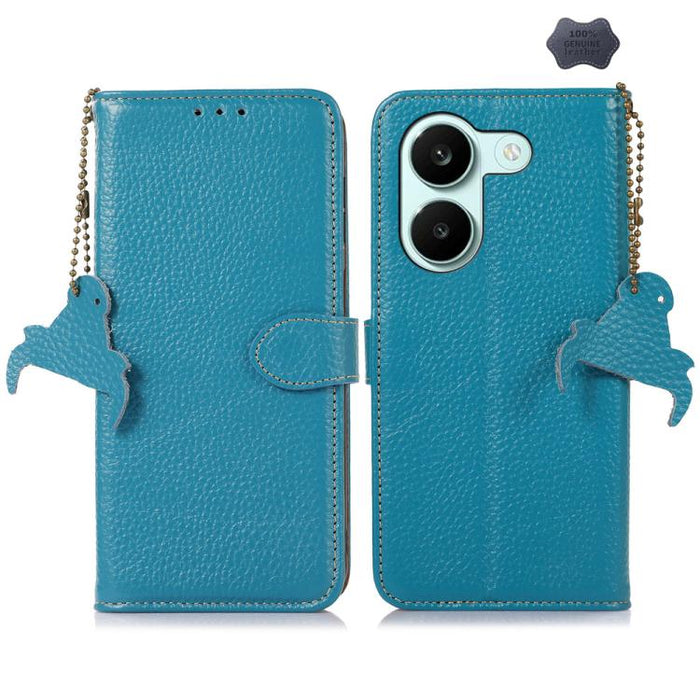 Funda para teléfono de cuero genuino con textura de lichi y RFID, For Redmi A7 Pro 171mm/Poco C85x 5G, For Redmi Turbo 5 Max / Poco X8 Pro Max, For Redmi Turbo 5 5G / Poco X8 Pro 5G, For Redmi Note 15 5G Global 164mm, For Redmi K90 Pro Max/Poco F8 Ultr...