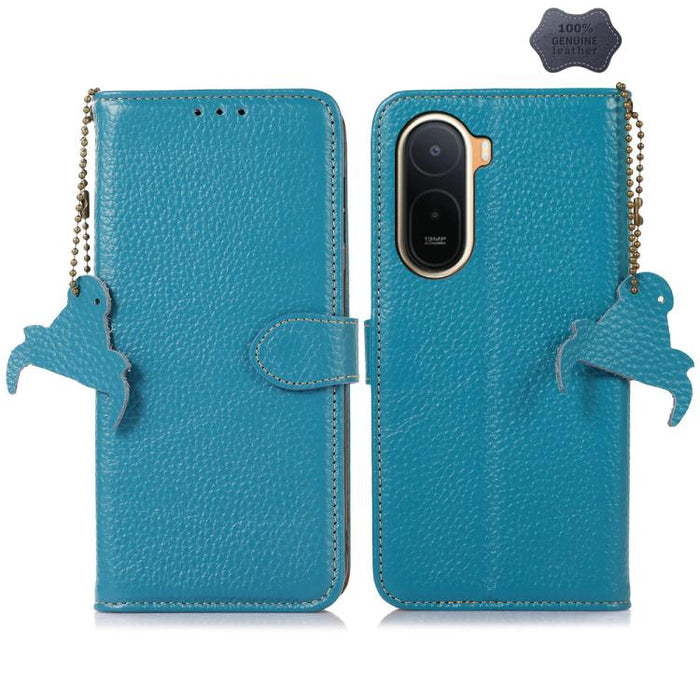 Funda para teléfono de cuero genuino con textura de lichi y RFID, For Redmi A7 Pro 171mm/Poco C85x 5G, For Redmi Turbo 5 Max / Poco X8 Pro Max, For Redmi Turbo 5 5G / Poco X8 Pro 5G, For Redmi Note 15 5G Global 164mm, For Redmi K90 Pro Max/Poco F8 Ultr...