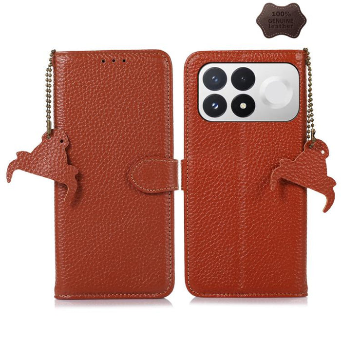 Funda para teléfono de cuero genuino con textura de lichi y RFID, For Redmi A7 Pro 171mm/Poco C85x 5G, For Redmi Turbo 5 Max / Poco X8 Pro Max, For Redmi Turbo 5 5G / Poco X8 Pro 5G, For Redmi Note 15 5G Global 164mm, For Redmi K90 Pro Max/Poco F8 Ultr...