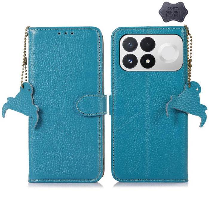 Funda para teléfono de cuero genuino con textura de lichi y RFID, For Redmi A7 Pro 171mm/Poco C85x 5G, For Redmi Turbo 5 Max / Poco X8 Pro Max, For Redmi Turbo 5 5G / Poco X8 Pro 5G, For Redmi Note 15 5G Global 164mm, For Redmi K90 Pro Max/Poco F8 Ultr...