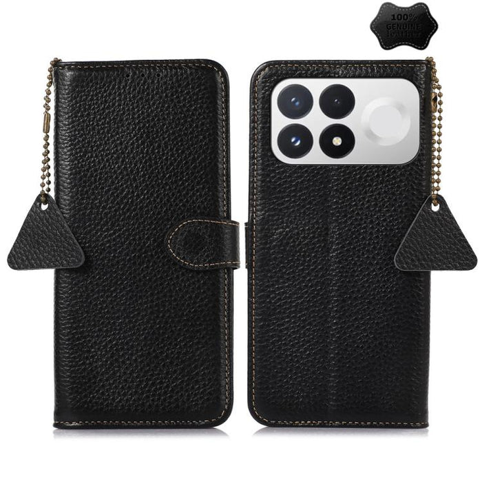 Funda para teléfono de cuero genuino con textura de lichi y RFID, For Redmi A7 Pro 171mm/Poco C85x 5G, For Redmi Turbo 5 Max / Poco X8 Pro Max, For Redmi Turbo 5 5G / Poco X8 Pro 5G, For Redmi Note 15 5G Global 164mm, For Redmi K90 Pro Max/Poco F8 Ultr...