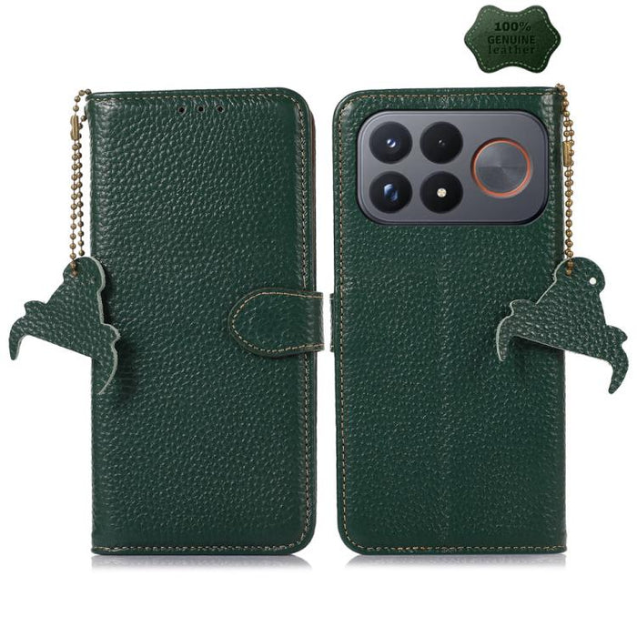 Funda para teléfono de cuero genuino con textura de lichi y RFID, For Redmi A7 Pro 171mm/Poco C85x 5G, For Redmi Turbo 5 Max / Poco X8 Pro Max, For Redmi Turbo 5 5G / Poco X8 Pro 5G, For Redmi Note 15 5G Global 164mm, For Redmi K90 Pro Max/Poco F8 Ultr...
