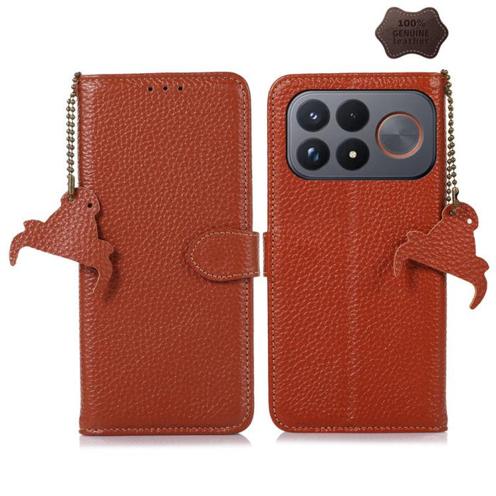 Funda para teléfono de cuero genuino con textura de lichi y RFID, For Redmi A7 Pro 171mm/Poco C85x 5G, For Redmi Turbo 5 Max / Poco X8 Pro Max, For Redmi Turbo 5 5G / Poco X8 Pro 5G, For Redmi Note 15 5G Global 164mm, For Redmi K90 Pro Max/Poco F8 Ultr...