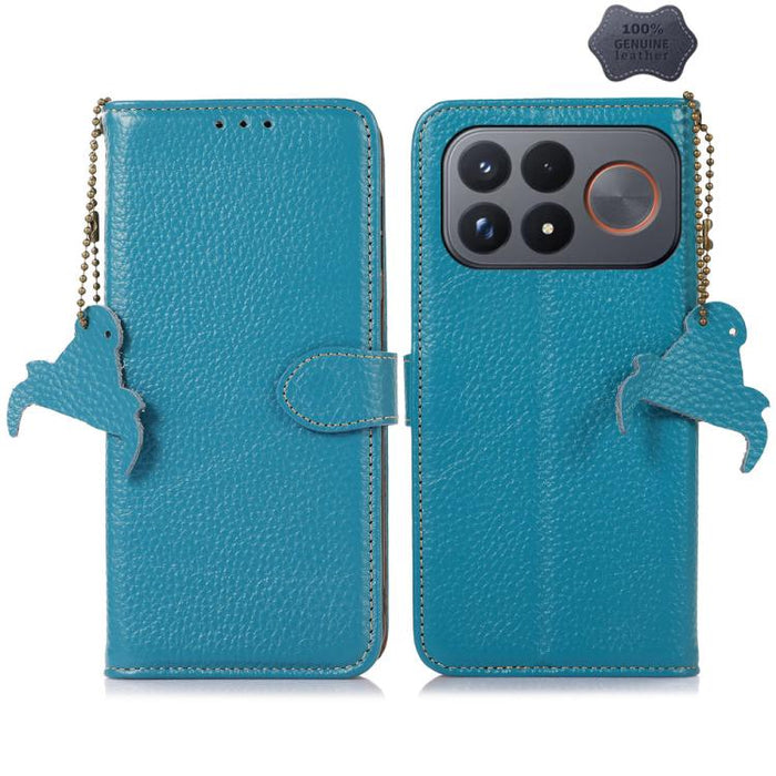 Funda para teléfono de cuero genuino con textura de lichi y RFID, For Redmi A7 Pro 171mm/Poco C85x 5G, For Redmi Turbo 5 Max / Poco X8 Pro Max, For Redmi Turbo 5 5G / Poco X8 Pro 5G, For Redmi Note 15 5G Global 164mm, For Redmi K90 Pro Max/Poco F8 Ultr...
