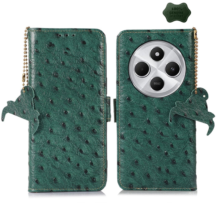 Funda para teléfono RFID de piel auténtica con estampado de avestruz, For Redmi A7 Pro 171mm/Poco C85x 5G, For Redmi Turbo 5 Max / Poco X8 Pro Max, For Redmi Turbo 5 5G / Poco X8 Pro 5G, For Redmi Note 15 5G Global 164mm                                ...