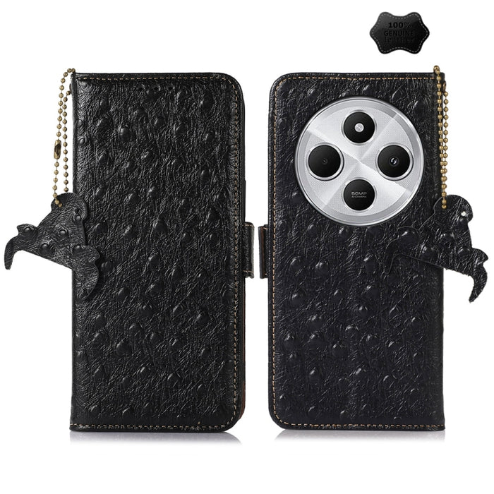 Funda para teléfono RFID de piel auténtica con estampado de avestruz, For Redmi A7 Pro 171mm/Poco C85x 5G, For Redmi Turbo 5 Max / Poco X8 Pro Max, For Redmi Turbo 5 5G / Poco X8 Pro 5G, For Redmi Note 15 5G Global 164mm                                ...