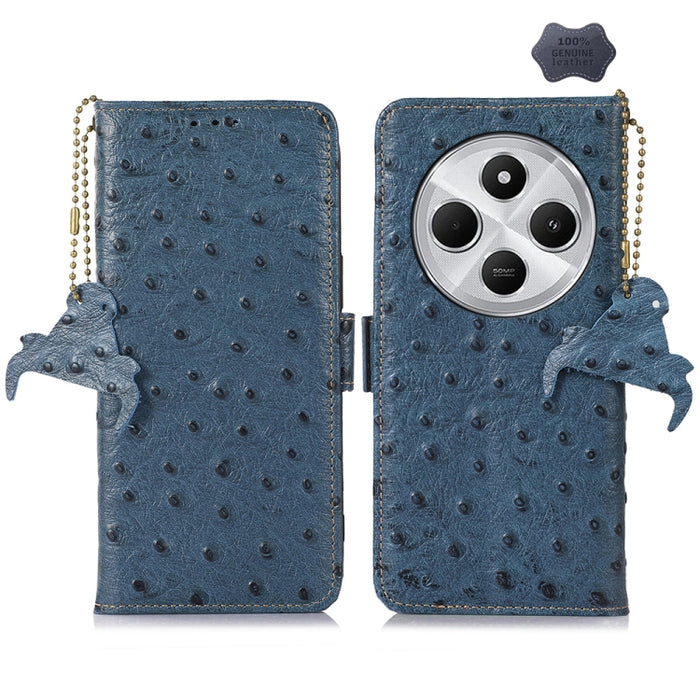 Funda para teléfono RFID de piel auténtica con estampado de avestruz, For Redmi A7 Pro 171mm/Poco C85x 5G, For Redmi Turbo 5 Max / Poco X8 Pro Max, For Redmi Turbo 5 5G / Poco X8 Pro 5G, For Redmi Note 15 5G Global 164mm                                ...