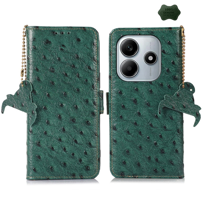 Funda para teléfono RFID de piel auténtica con estampado de avestruz, For Redmi A7 Pro 171mm/Poco C85x 5G, For Redmi Turbo 5 Max / Poco X8 Pro Max, For Redmi Turbo 5 5G / Poco X8 Pro 5G, For Redmi Note 15 5G Global 164mm                                ...