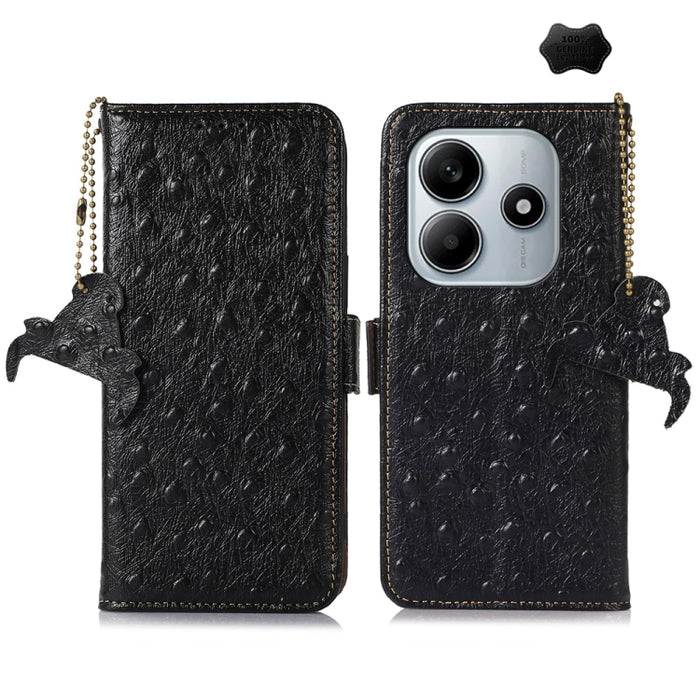 Funda para teléfono RFID de piel auténtica con estampado de avestruz, For Redmi A7 Pro 171mm/Poco C85x 5G, For Redmi Turbo 5 Max / Poco X8 Pro Max, For Redmi Turbo 5 5G / Poco X8 Pro 5G, For Redmi Note 15 5G Global 164mm                                ...