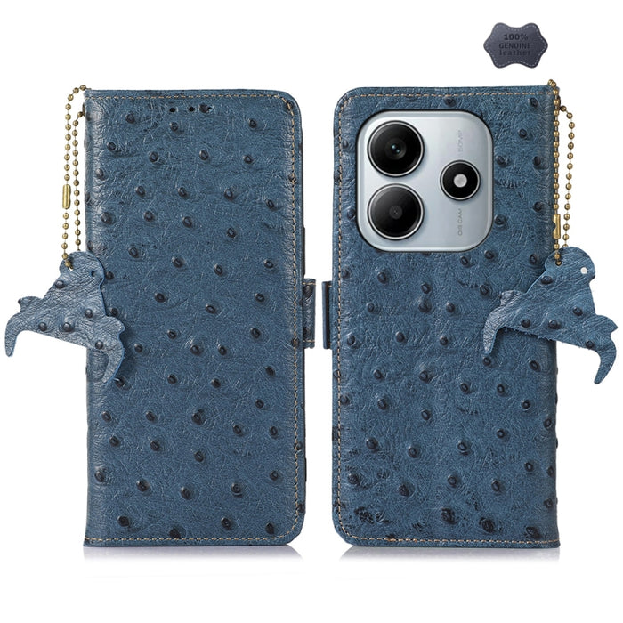 Funda para teléfono RFID de piel auténtica con estampado de avestruz, For Redmi A7 Pro 171mm/Poco C85x 5G, For Redmi Turbo 5 Max / Poco X8 Pro Max, For Redmi Turbo 5 5G / Poco X8 Pro 5G, For Redmi Note 15 5G Global 164mm                                ...