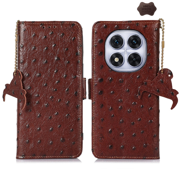 Funda para teléfono RFID de piel auténtica con estampado de avestruz, For Redmi A7 Pro 171mm/Poco C85x 5G, For Redmi Turbo 5 Max / Poco X8 Pro Max, For Redmi Turbo 5 5G / Poco X8 Pro 5G, For Redmi Note 15 5G Global 164mm                                ...