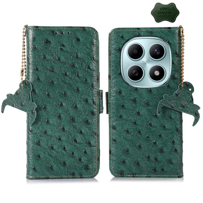 Funda para teléfono RFID de piel auténtica con estampado de avestruz, For Redmi A7 Pro 171mm/Poco C85x 5G, For Redmi Turbo 5 Max / Poco X8 Pro Max, For Redmi Turbo 5 5G / Poco X8 Pro 5G, For Redmi Note 15 5G Global 164mm                                ...