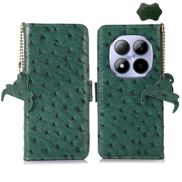 Funda para teléfono RFID de piel auténtica con estampado de avestruz, For Redmi A7 Pro 171mm/Poco C85x 5G, For Redmi Turbo 5 Max / Poco X8 Pro Max, For Redmi Turbo 5 5G / Poco X8 Pro 5G, For Redmi Note 15 5G Global 164mm                                ...