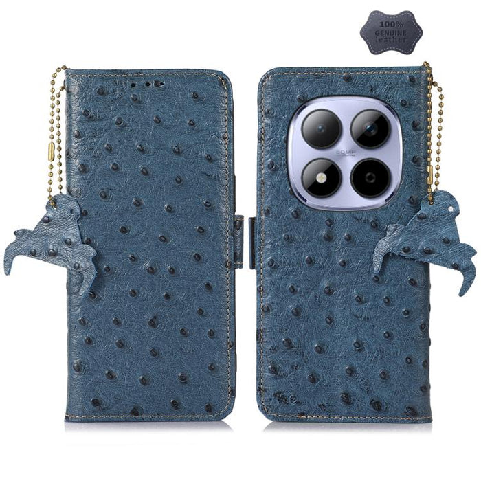 Funda para teléfono RFID de piel auténtica con estampado de avestruz, For Redmi A7 Pro 171mm/Poco C85x 5G, For Redmi Turbo 5 Max / Poco X8 Pro Max, For Redmi Turbo 5 5G / Poco X8 Pro 5G, For Redmi Note 15 5G Global 164mm                                ...